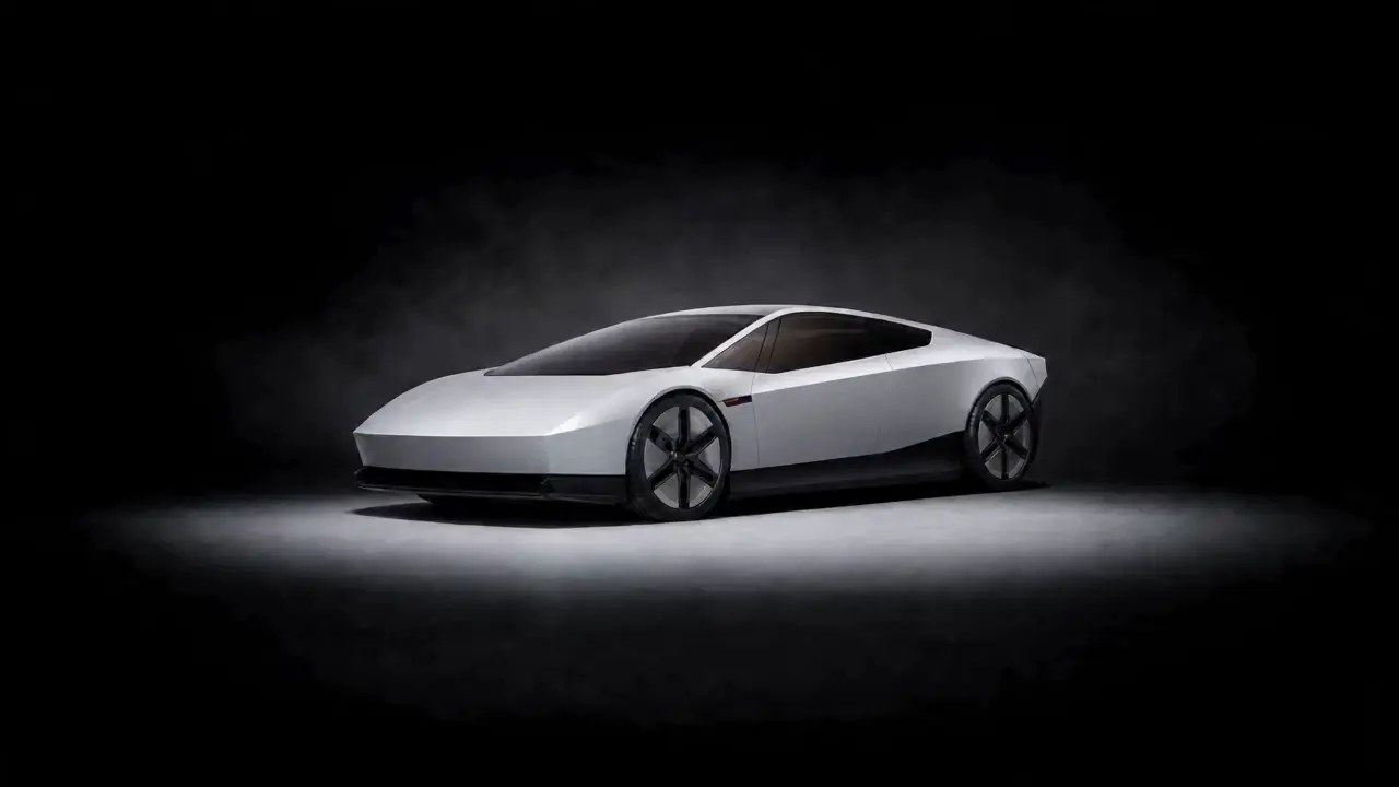 Roadster blanc vu de trois quarts avant
